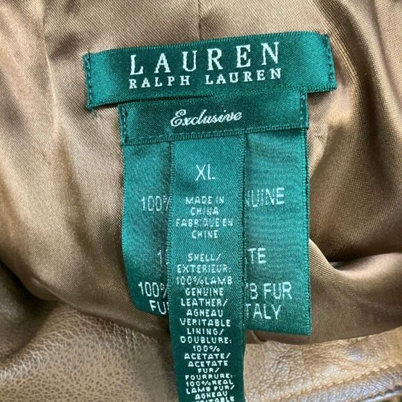 Ralph Lauren Exclusive Brown Lamb Leather Button-Down Jacket XL - Picture 4 of 6